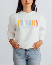Funboy Merch - White Varsity Crewneck Sweatshirt